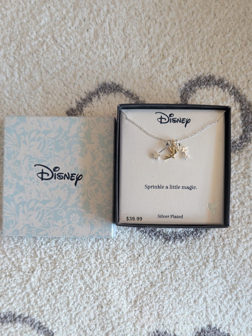 Disney Silver Tinker Bell Star Charm Necklace - Silver